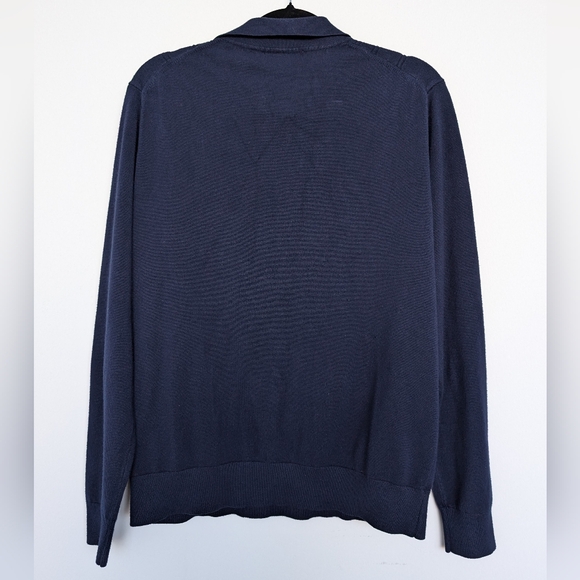 Oleg Cassini Silk Blend Navy Pullover Sweater  Collar Sz M - Picture 2 of 15
